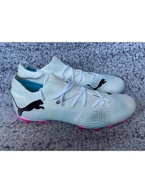Puma Future 7 Match FG/AG 107715-01 Unisex White Pink Soccer Cleats US Size 10.5